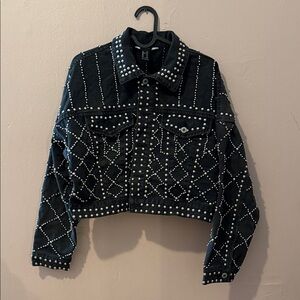 Forever 21 Black Studded Jean Jacket
